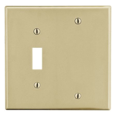 HUBBELL WIRING DEVICE-KELLEMS Wallplate, Mid-Size 2-Gang, 1) Toggle 1) Box Mount Blank, Ivory PJ113I